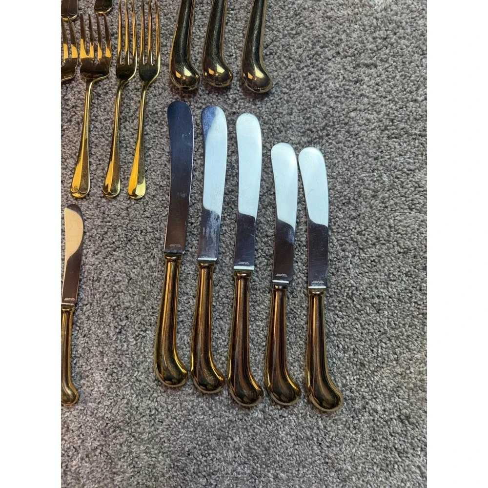 44Pieces Sheffield England Stainless Steel Gold Color Flatware Bundle